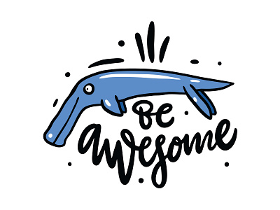 Dino Be Awesome awesome design dinosaur fish icon illustration lettering logo sea sketch type vector