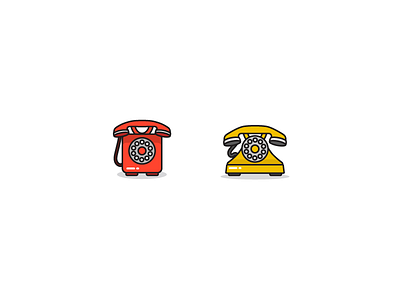 Hello? HELLO? design flat icon illustration phone red retro vector yellow