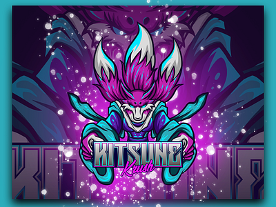 Kitsune Krush aggressive logo branding character design esport esports esports logo esports mascot esportslogo fox illustration illustrations japan light blue logo mascot mascot logo portraits purple vector