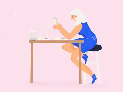 Valentine's day with Google home design digitalart french girl google google home illustration illustrator ipadart ipadpro procreate valentines day