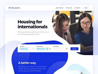 deHuyskamer — Marketingpage date picker design system educational landing page form element kit homepage landing page marketing marketing page real estate round interface