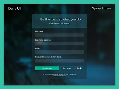 Daily UI #001 dailui daily 100 challenge sign up page uidesign web ui webdesign