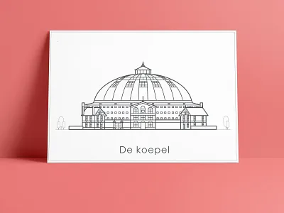 Illustration 'Koepel' prison Haarlem architectural clean design drawing graphic design greetingcard haarlem icon illustration minimalism netherlands postcard printdesign simple tekening vector