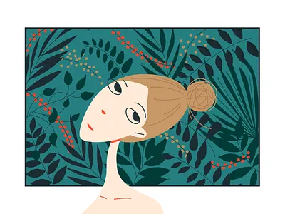 Portret background design foliage girl green illustration vector