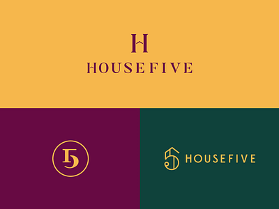 Round One HouseFive branding design green interior design logo logotype typography vector