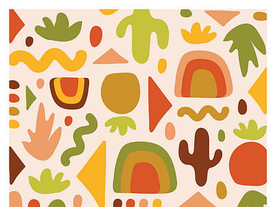 Cutout Print 60s 70s cactus cutout design drawing green illustration minimal nature orange pattern plants print print and pattern rainbow retro succulents vector vintage