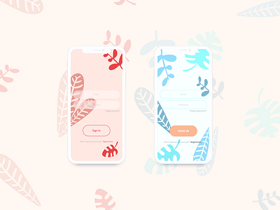 Sign in app avekarma blue color concept dailyui design flat floral floral art flower illustration mobile application rose screen sign in ui ux vector