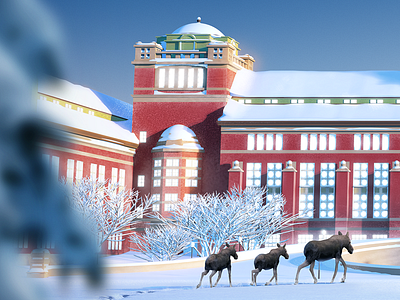 Museum of Natural History - Christmas Calendar 2018 - I advent calendar christmas crips elk illustration moose museum snow sweden winter day