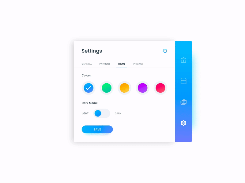 Daily UI Challenge #007 - Settings adobe xd animation app dailui daily 100 daily 100 challenge daily challange dark app dark mode dark theme design gif gif animation light light mode ui