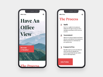 Office Views | Morning UI bitter design minimal mobile site mobile ui office playfair display red responsive serifs simple simple clean interface simple design site design typography unconventional web design white workspace