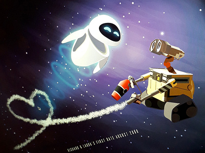 WALL•E AND EVE disney disney art disney fan art fan art illustration pixar uk illustrator walle