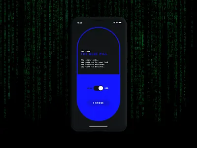 Matrix | Blue Pill | Settings | Daily UI 007 app app design daily 100 daily 100 challenge daily challange daily ui 007 enter the matrix iphone x iphone x app iphone xr iphonexs matrix morpheus movie movie app neo screen settings settings page thanatos digital agency