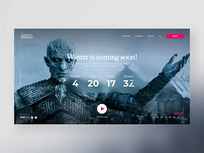 Ui challenge - 08 (coming soon page) challange cold coming soon coming soon page design flat game of thrones minimal series sketch trailer ui ui challange ui coming soon ui concept ux ux design ux ui winter