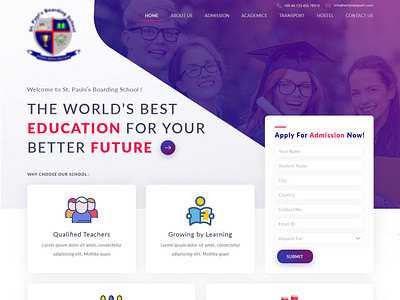 E-school landing page branding concept data design e school education flat typography ui ux web website