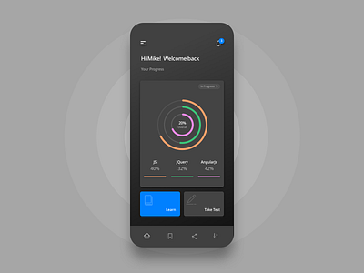 Student dashboard android app app assessment black black theme branding clean concept app dark app design design app dribble learn subject user centered design user experience design