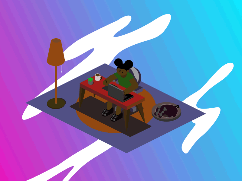 "No Breaks" affinity after affects animation animation art coffee day design drawing meditation freelance illustrator gif illustration loop animation night pugs skeleton space art vector