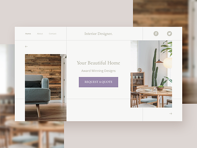 Interior Designer Landing Page branding concept design homepage interaction design interior design landing page layout minimal photoshoot shop social store typography ui ui deisgn ux web website website concept