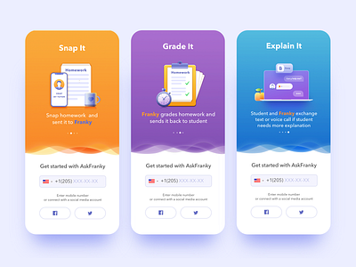 AF Splash screens clean design dashboard education app icons illustration interface learning app mobile app design services simple solution ui user experience ux