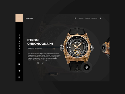 Strom Webpage UI- Dark Mode android black freelancer gold ios landingpage lightmode minimalist mobile packaging shop ui ux web webpage wristwatch