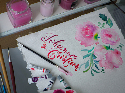 Gouache Wedding art brushpen flower gouache wedding