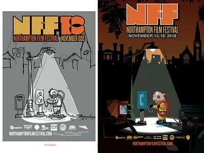 NFF 2018 film festival poster before and after cartoon diver film festival illustration illustrator poster poster design posterdesign process sketch