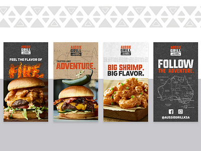 Aussie Grill Digital Marketing Screens Pt 2 branding branding design design digital marketing fast food food illlustration menu menu boards photo manipulation restaurant restaurant branding restaurant menu typography