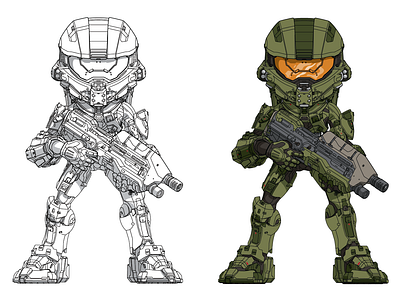 Halo5 Master Chief Figure Art character collectables designer toys digital 2d illustration merchandise toys vector art vinyl