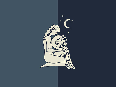 Moon Goddess branding caribou creative goddess illustration laura prpich logo minimal monoline moon nighttime vector water woman