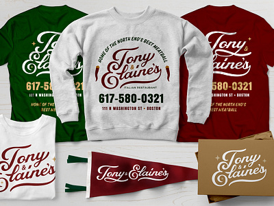 Tony & Elaine's Apparel Branding apparel design branding creative agency logotype menu design restaurant branding