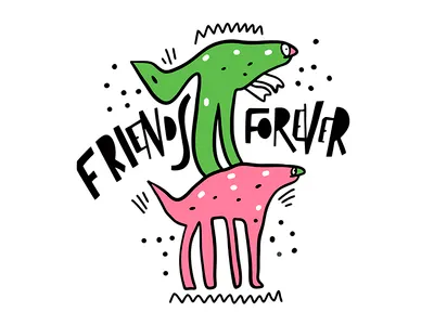 Friends Forever animal cartoon cute design dinosaur fantasy icon illustration lettering logo sketch summer vector