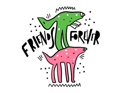Friends Forever animal cartoon cute design dinosaur fantasy icon illustration lettering logo sketch summer vector