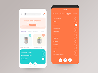 Ecommerce app animation app design ecommerce ecommerce app filter interactions ios iphonex shopping sort by swipe ui ux web