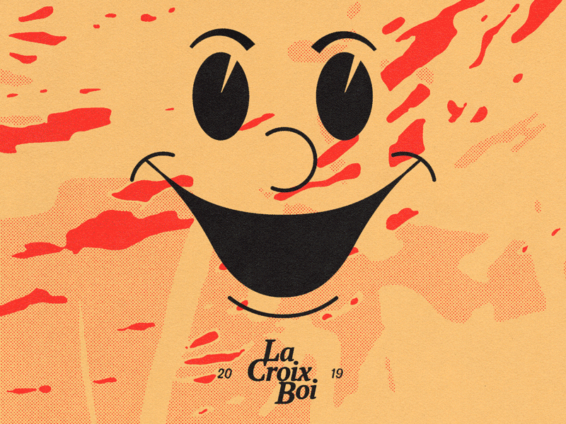 La Croix Boi face halftone illustration pattern retro risograph texture vector