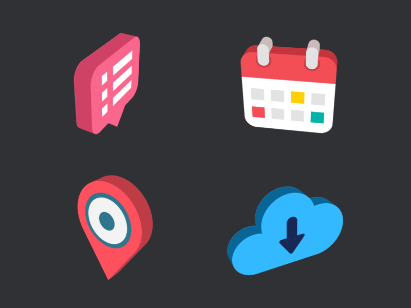 Isometric Icon Animation 3d animation animation after effects calender cloud contact gif icon illustration isometric isometric icons location icon