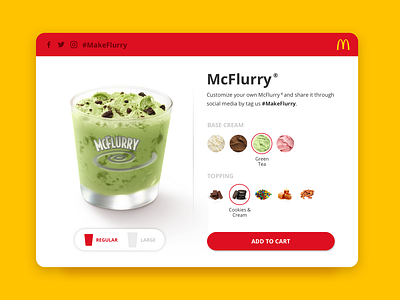 Daily UI - 033 Customize Product custom customise customize customize product dailyui dailyui 033 design graphic mcdonalds mcflurry product select share ui