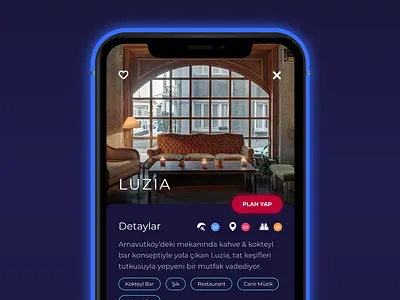 Venue Detail app bar blue event friends glow neon nightlife social ui ui ux