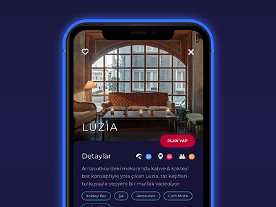 Venue Detail app bar blue event friends glow neon nightlife social ui ui ux