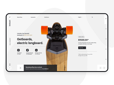 Longboard Hero Screen clean hero landing longboard minimal screen skateboard theme ui ux website wordpress