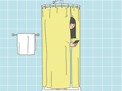 Shower cartoon character design character designs digital detox health insurance illustration shower