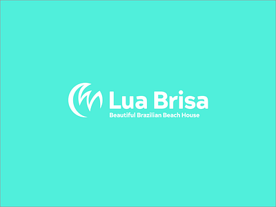 Lua Brisa beach beach house beachhouse breeze flat logo moon ocean palm palm tree palmtree wind