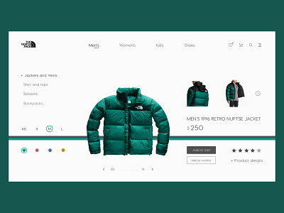 The North Face - Product page UI azerbaijan baku branding commerce design e commerce face fashion flat home page landing page north product sale ui ui ux ux web web design winter