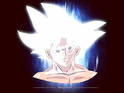 Goku's Ultra Instinct aina badejo anime art brand branding cartoon design dragon ball dragonball dragonballsuper dragonballz glow goku illustration mayomeed mayomide nigeria photoshop ultra instinct white