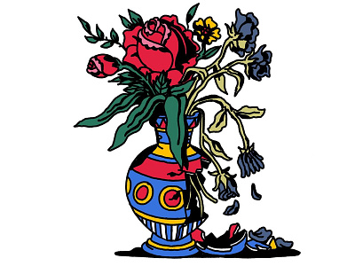 Time is running out broken vase danilo mancini dead flowers death and rebirth flowers hand lettering handmade hell illustration old school sailor danny tattoo time time runs vase vintage vintage style