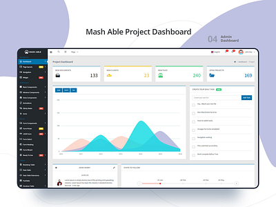 Mash Able Project Dashboard : 04 2018 trends admin dashboard admin design admin panel admin template angular7 angularjs bootstrap 4 brand branding chart design project management ui ui ux design uidesign ux