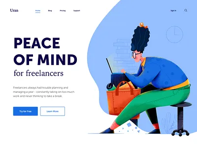 Peace of Mind business calm character computer freelancer illustration man mind peace people ui web website work