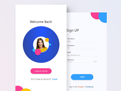 Sign Up and Sign in UI app ui color design ios log in madhu minimal sign up ui ui ux