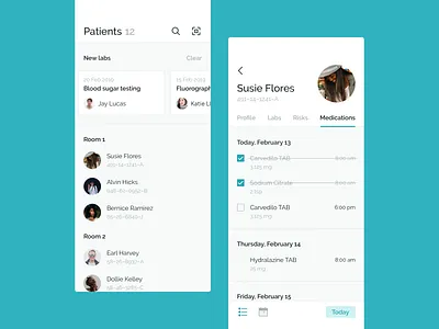 Medical app check checkbox checklist contacts interface lab medication patient profile task to do to do list todo