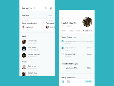 Medical app check checkbox checklist contacts interface lab medication patient profile task to do to do list todo