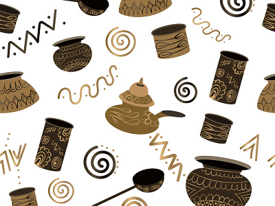 Ancient Utensils Pattern chandrani das design graphic design illustration vector