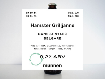 Hamster Grilljanne beer beer art beer branding beer label branding craft beer label label design munnenhembryggeri typography